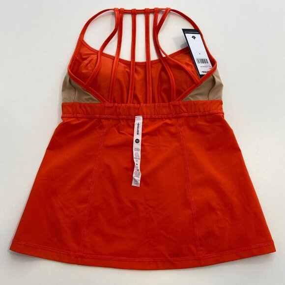 Karma Athletics Womens Strappy Back Orange Athletic Tank Top Built-In Bra Lightw - Picture 12 of 16